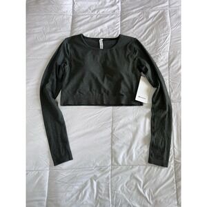 New Lululemon Ebb to Street Sz 12 Long Sleeve Shirt Smoked Spruce Green W/ Bra